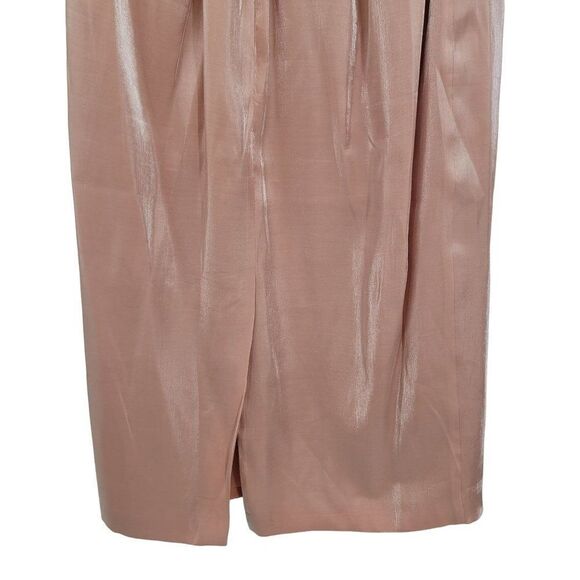 Vintage 80's Maxi Skirt Set Petites 16WP Pink Modest Beaded Button Up Shimmer - Picture 7 of 17